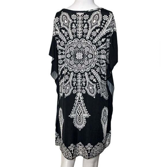 CristinaLove Boho Mandala Tunic Dress Black and White Size Small - Picture 5 of 6